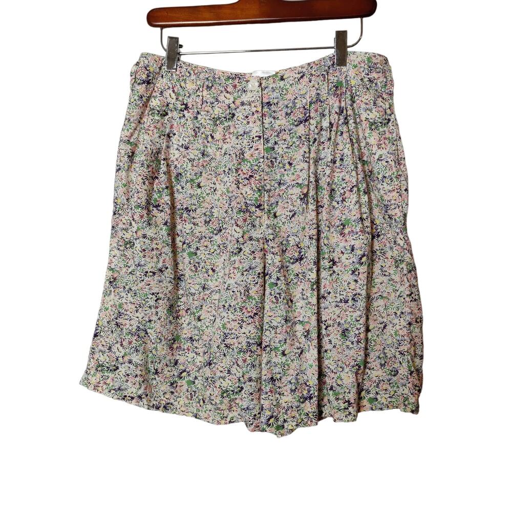 Vintage Jones New York Sz 14 Floral High Waist Pleated Shorts Cotton Cottagecore